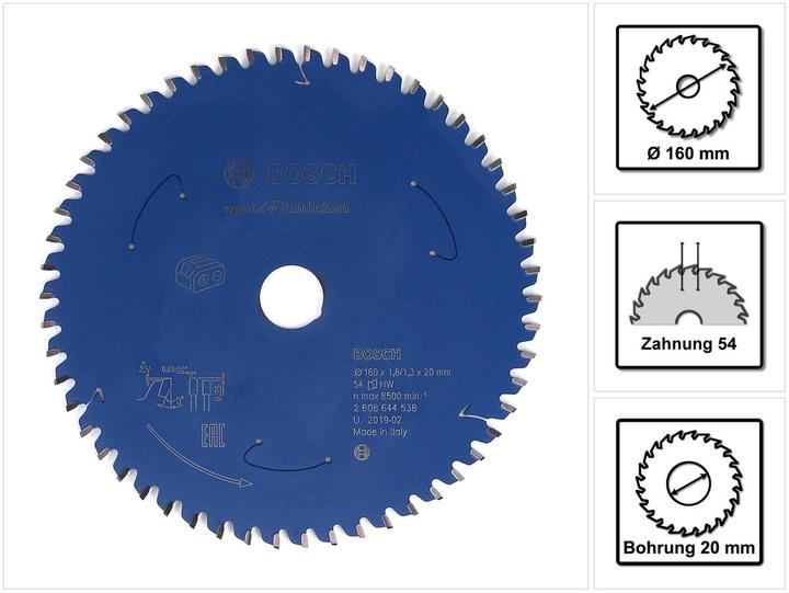 Actual product image Bosch Professional Zubehör Circular saw blade Expert for Aluminium for cordless saws,160 x 1,8/1,3 x 20, 54 teeth