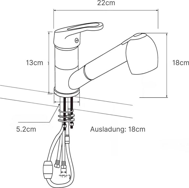 Valori nutrizionali e ingredienti Hermex Rubinetto della cucina Rubinetto dell'acqua con doccetta estraibile Rubinetto del miscelatore