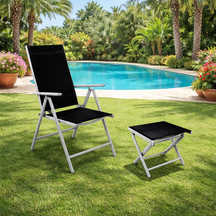 Produktbild Mojawo Hochlehner Klappstuhl + Klapphocker Fusshocker Aluminium Textilen