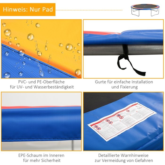 Produktbild Swisshandel24 Trampolin Randabdeckung Sicherheitsnetz 8ft 10ft 12ft 15ft Randabdeckung: Ø366 cm-Bunt (Trampolin ni