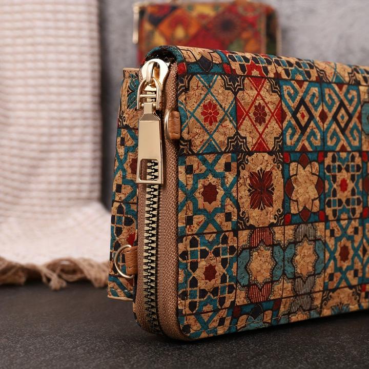 Image du produit Only-Bags.Store Bohemian Floral Pattern Wallet, Retro Vegan Leather Coin Purse, Crossbody Mobile Phone Bag