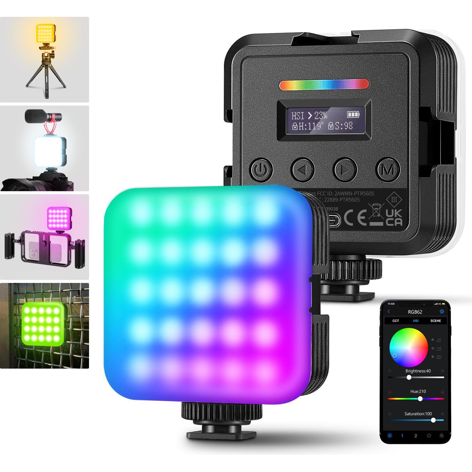 Neewer RGB62 app LED video light (Videocamera), Luce continua
