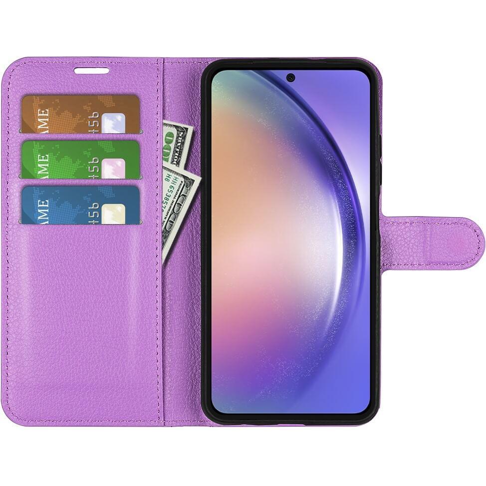 Thumbnail - Cover-Discount Galaxy A55 - Leder Etui Hülle violett (Samsung Galaxy A55), Smartphone Hülle, Violett