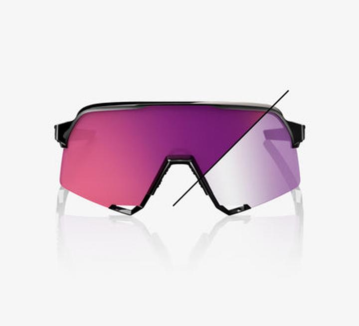 Produktbild 100% S3 Gloss Black - Purple Flash Mirror Photochromic Lens (Black, Gloss Black, Photochromic Purple Mirro, Purple Flash Mirror Photochromic)
