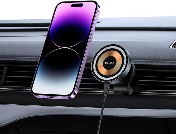 Productafbeelding Tech-Protect MM15W-V5 autotelefoonhouder met MagSafe 15W inductielader voor luchtrooster - zwart