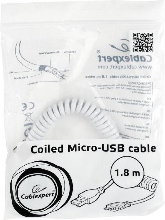 Image du produit Cablexpert Câble micro-USB 1,8 m CC-mUSB2C-AMBM-6-W (1.80 m, USB 2.0)