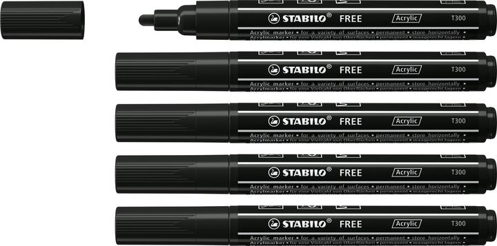 Actual product image STABILO Acrylic marker - FREE Acrylic - T300 bullet tip 2-3mm - single pen - black (Black, 3 mm, 1 x)