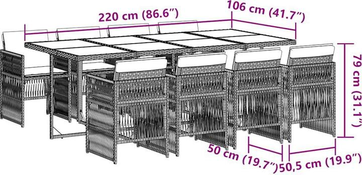 Produktbild vidaXL Garten Essgruppe (220 x 106 x 73 cm)