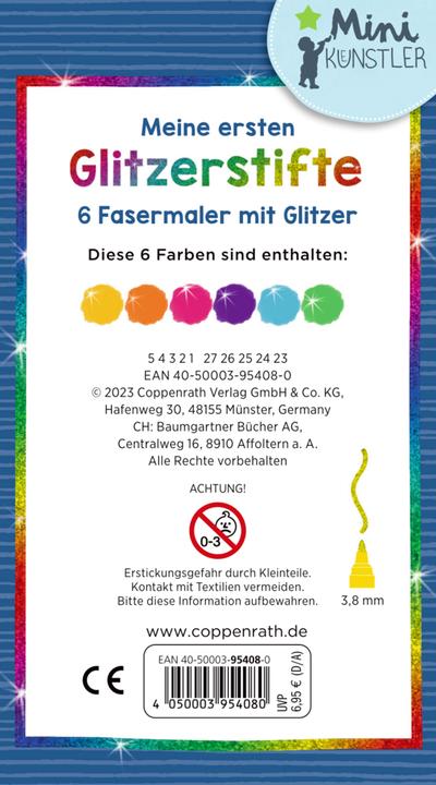 Produktbild Meine ersten Glitzerstifte (Lila, Blau, Gelb, Grün, Orange, Pink, 6 x)