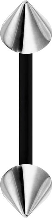 Produktbild Star Piercing Micro Banane schwarz mit zwei Cones silber (ohne Messing, Chirurgenstahl 316L, Bioflex)