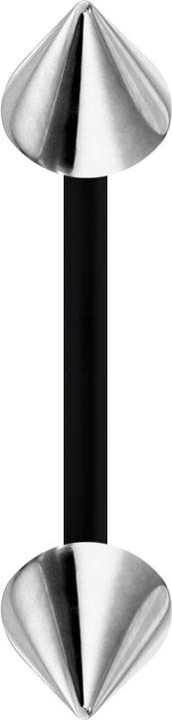Immagine prodotto Star Piercing Micro banana nera con due coni argento (senza ottone, Acciaio chirurgico 316L, Bioflex)