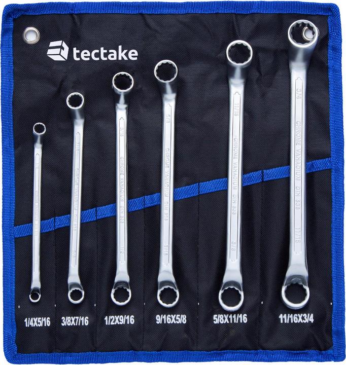 Actual product image tectake Ring spanner set 6 pcs. (5/16", 3/8", 7/16", 9/32", 1/4", 11/16")