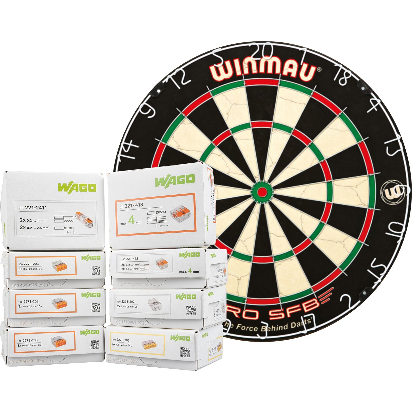 Wago, Kabelverbindung, 887-1089 PROFI-SET m.WINMAU -Dartboard-Set