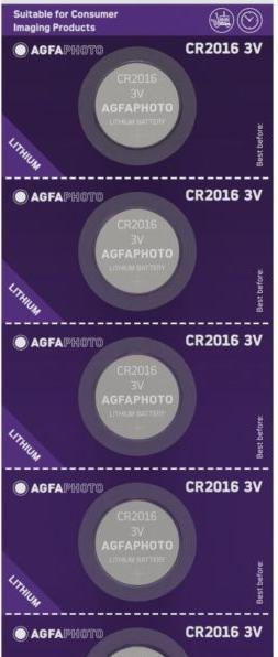 Actual product image AGFAPHOTO Button cell CR 2016 Lithium 3 V 5 pcs. (5 pcs., CR2016)