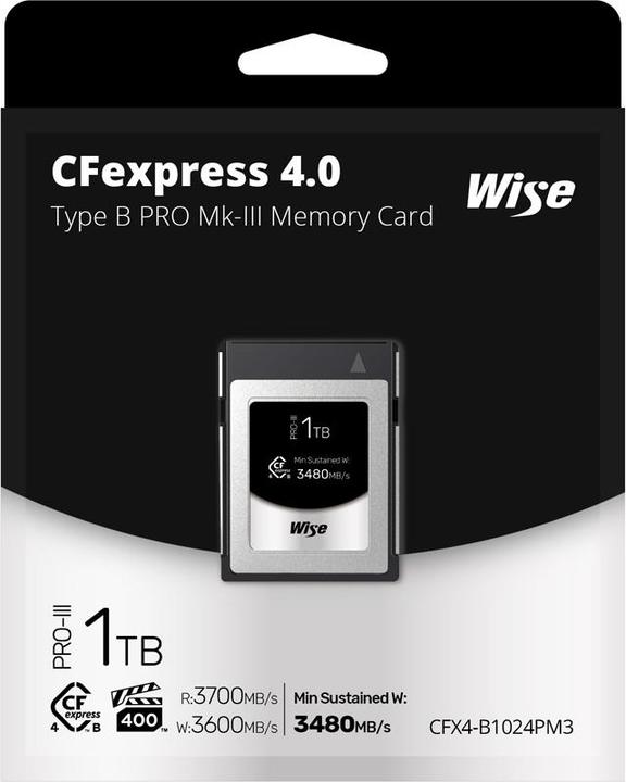 Productafbeelding Wise 1TB CFexpress 4.0 Type B PRO Mk III Memory Card (1000 GB, CFexpress type B)
