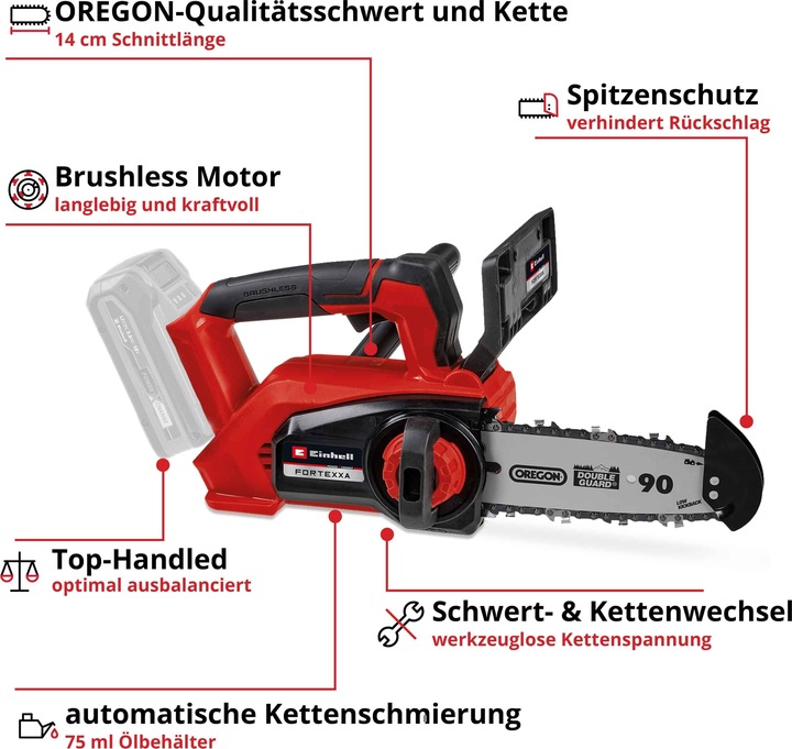 Image du produit Einhell Tronçonneuse à chaîne sans fil FORTEXXA 18/20 TH Solo (Tronçonneuse à batterie)