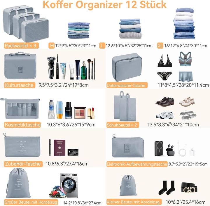 Produktbild Chijoo 12-teiliges Koffer-Organizer-Set