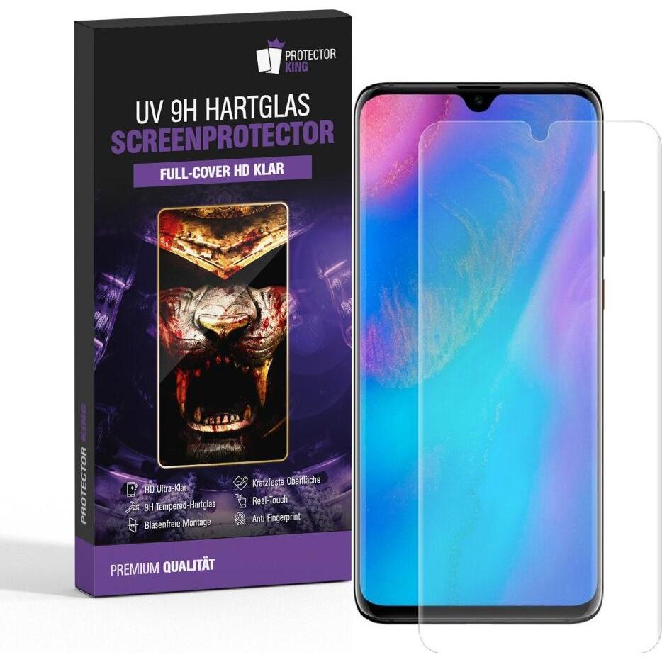 Protectorking 2x UV Liquid Echtes Tempered 9H Panzerhartglas 3D KLAR (6 Stück, Huawei P30), Smartphone Schutzfolie