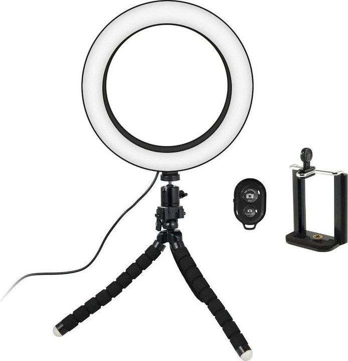 JTI Selfie lamp/ring light (20 cm) with mouldable tripod (Ring light)