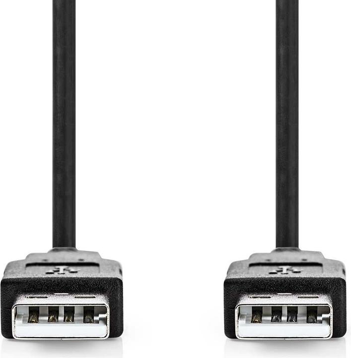 Actual product image Nedis USB cable | USB 2.0 | USB-A male | USB-A male | 480 Mbps | Nickel-plated | 2.00 m | Round | (2 m, USB 2.0)