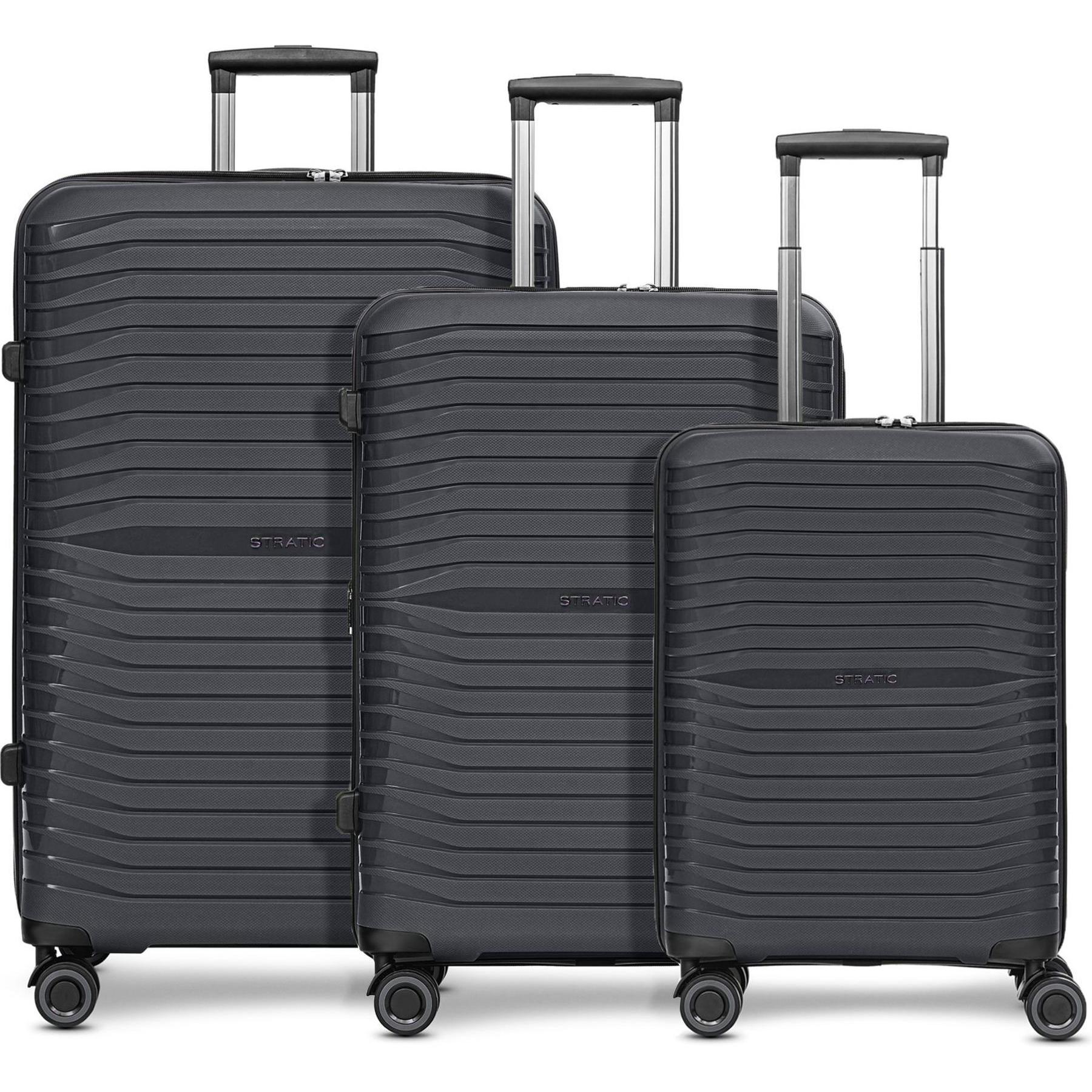 Thumbnail - Stratic, Koffer, Shine 4 Rollen Kofferset 3-teilig, Schwarz, (193 l, XL (ab 115l))