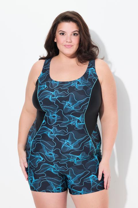 Actual product image Ulla Popken Geometric Wave Unitard Swimsuit (42)