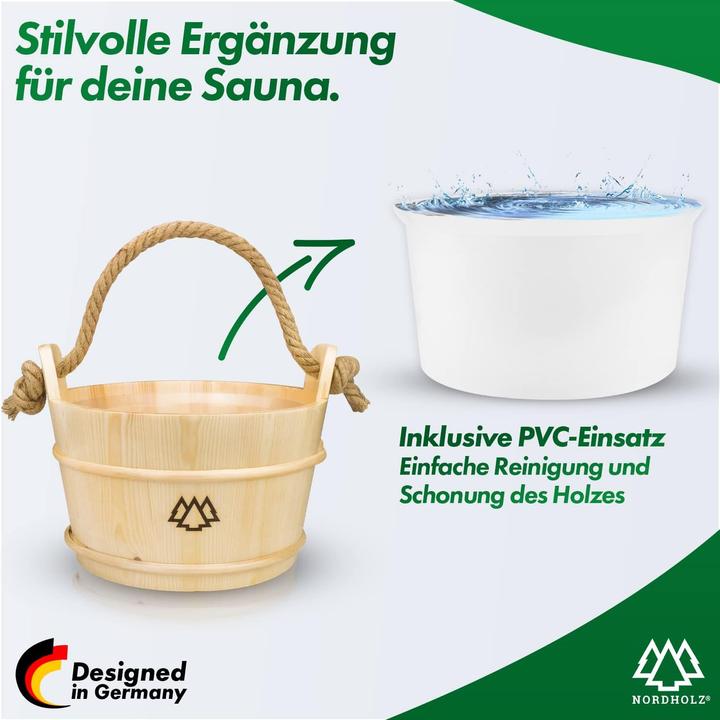Image du produit Nordholz Seau pour sauna avec louche, épicéa nordique