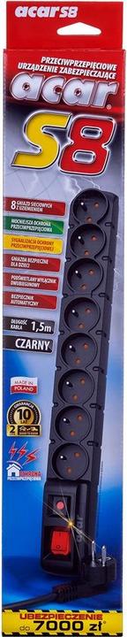 Actual product image Acar S8 Extension Cable 8 AC Outputs Indoor (CEE 7/5, 1.50 m)