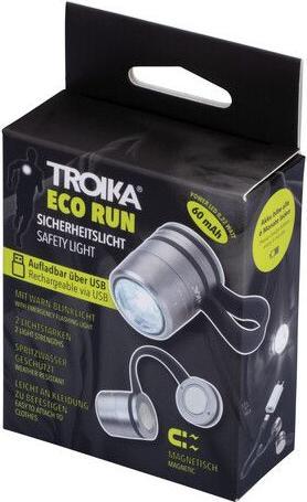 Actual product image Troika ECO RUN torch with LED light, 3 light functions, incl. charging cable, mat grey/black (3.60 cm)