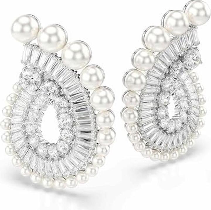 Actual product image Swarovski x Ariana Grande Drop Ohrhänger Kristallperle Verschiedene Schliffe Weiss Rhodiniert (Swarovski Metal)