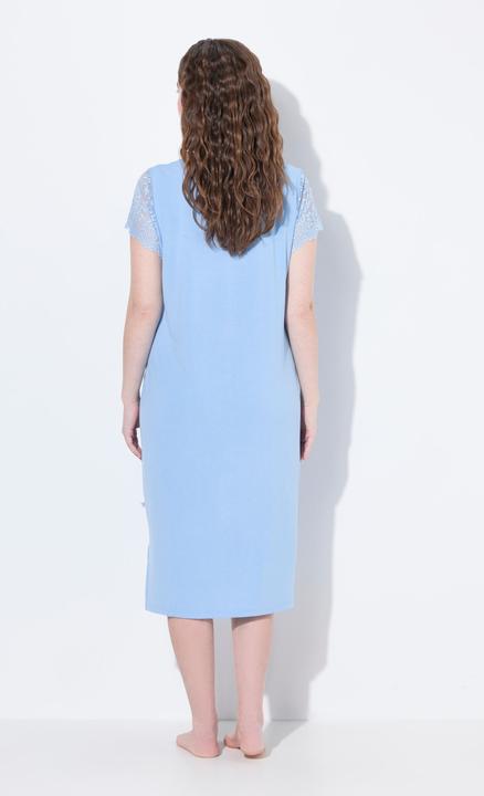 Image du produit Ulla Popken Chemise de nuit, décolleté en V et manches courtes, dentelle sur les épaules et les manches (58)