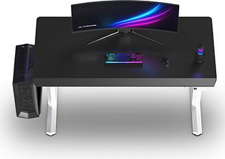 Actual product image Ultradesk Gaming-Tisch QUEST, 140x70cm, 72-120cm, weiss-schwarz
