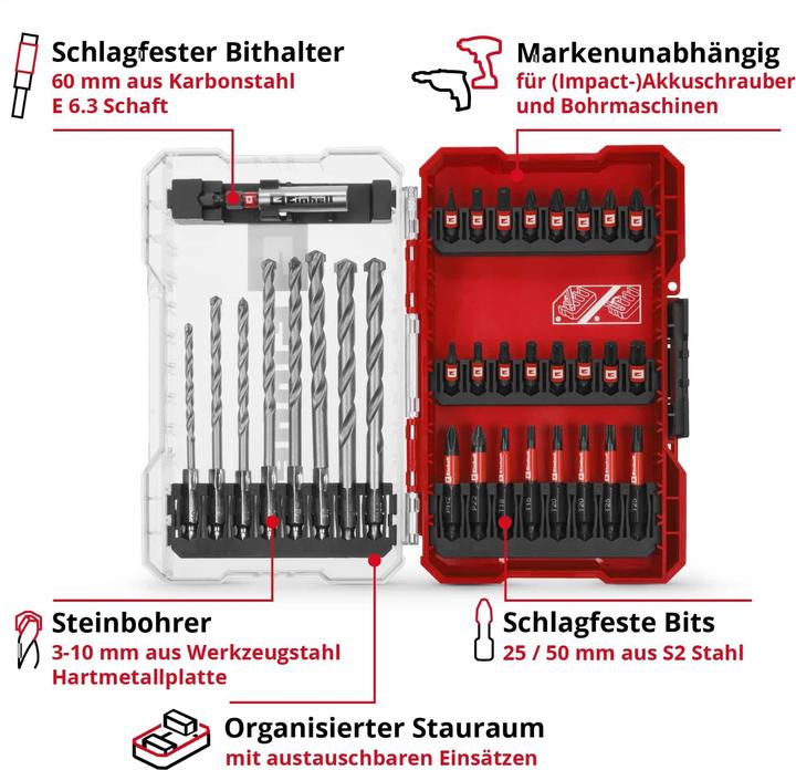 Produktbild Einhell 108753 33teilig Bohrer- und Bit-Sortiment (3-10 Millimeter)