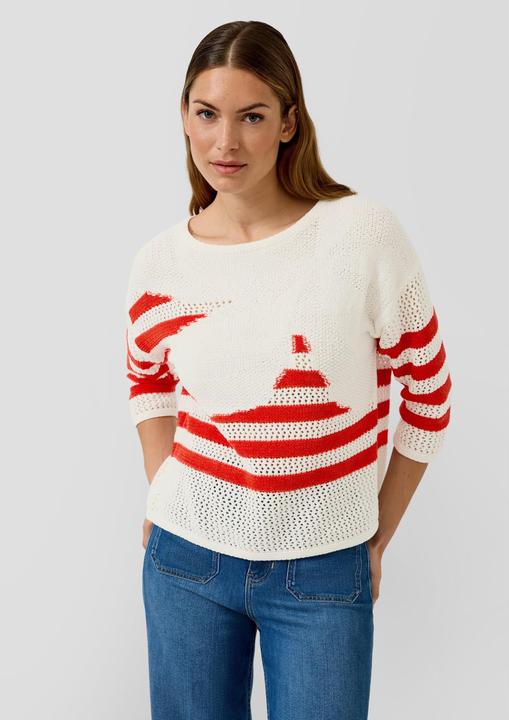 Produktbild s.Oliver Strickpullover Gestreifter Wollmix-Pullover im Relaxed Fit mit U-Boot-Ausschnitt (32)