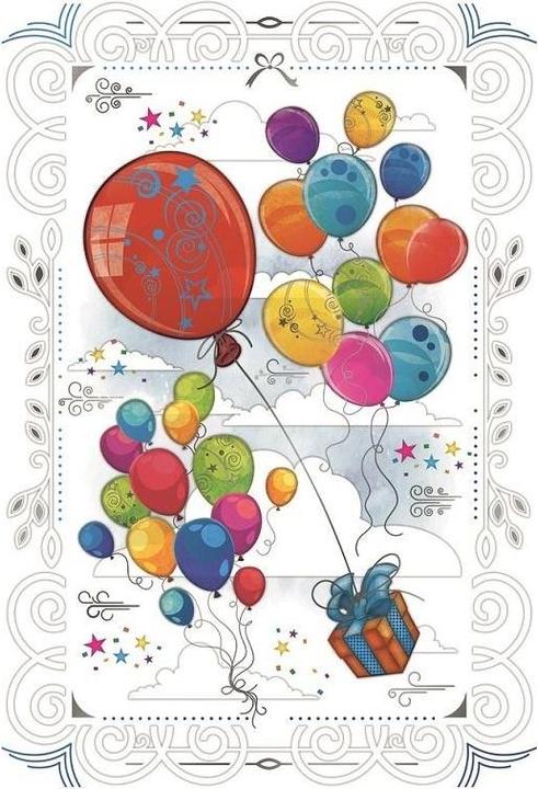 Produktbild da Vinci Karte 12x18cm + Umschlag Geschenk und Luftballons (1 Stk.)