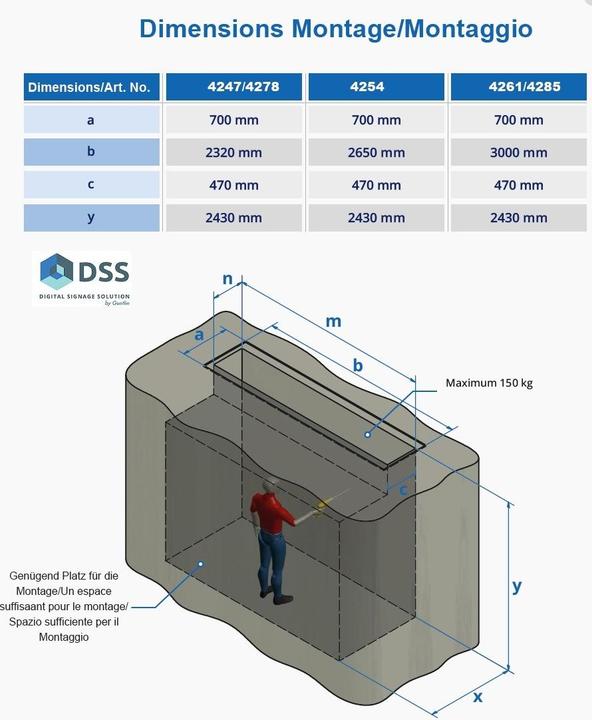 Produktbild DSS TV Lift Unterboden-Montage, max 100" / 4261 (70 kg, 51.18" - 88.58")