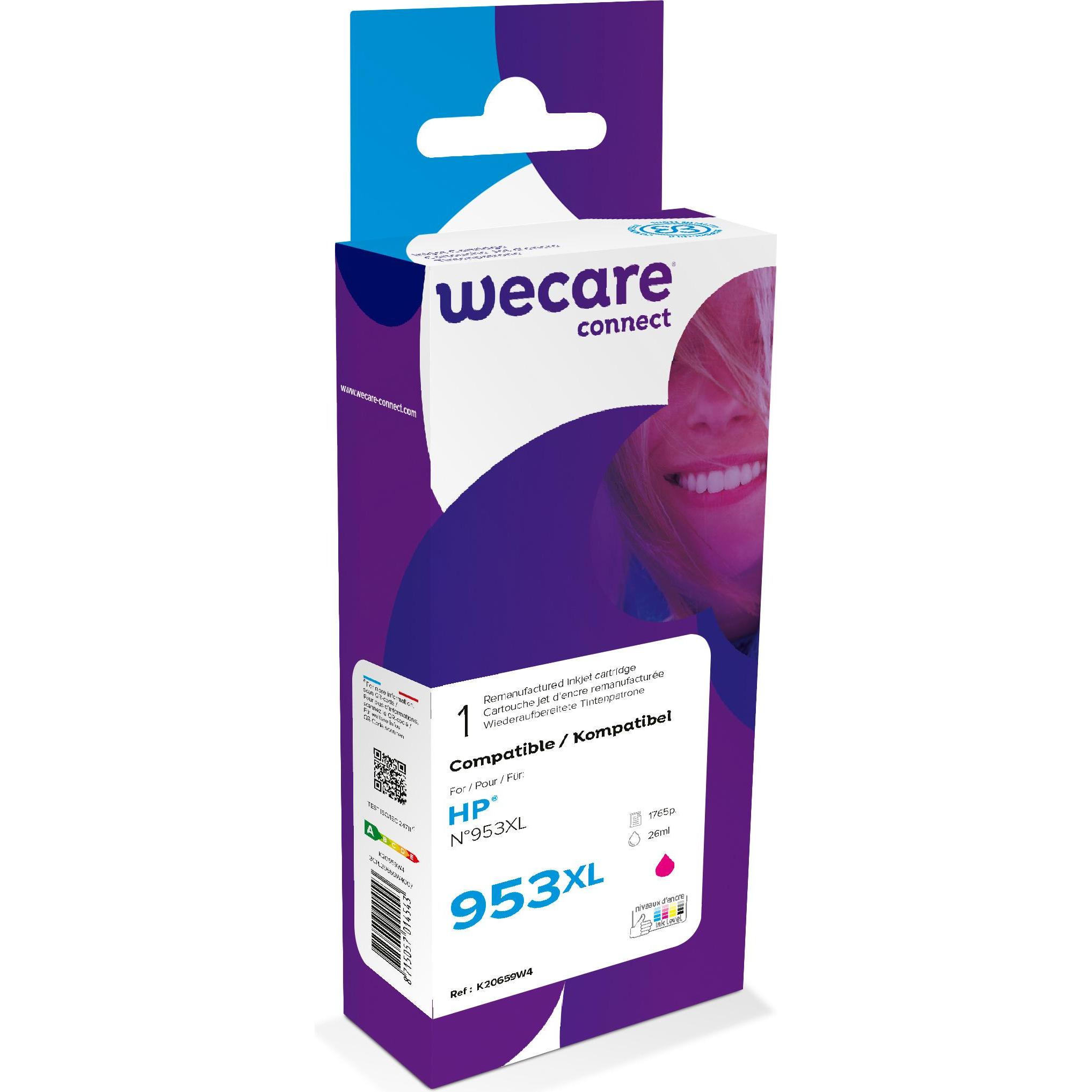 Wecare, Druckerpatrone, Tinte 953XL rebuilt magenta F6U17AE zu HP OJ Pro 8710 26ml (M)