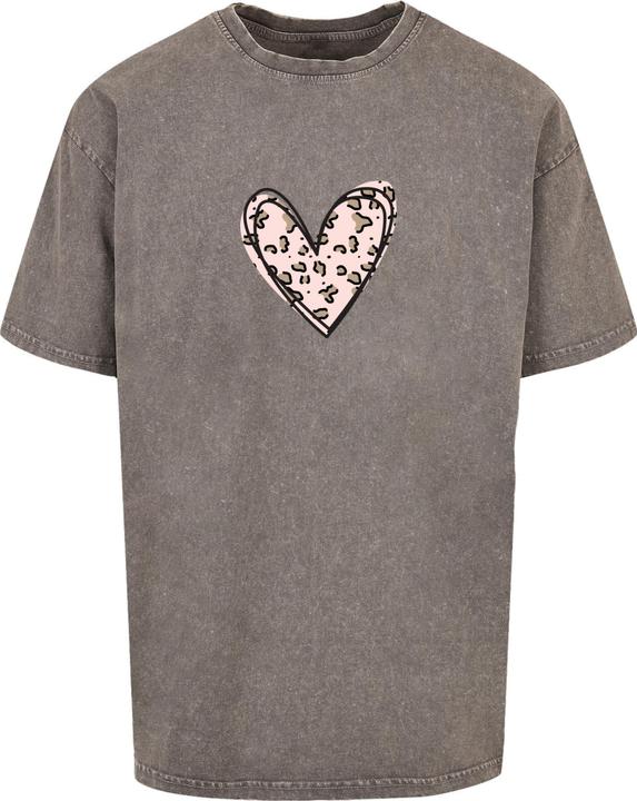 Produktbild Merchcode Valentines Day - Leopard Heart Acid Washed Heavy Oversize Tee - 116975 (S)
