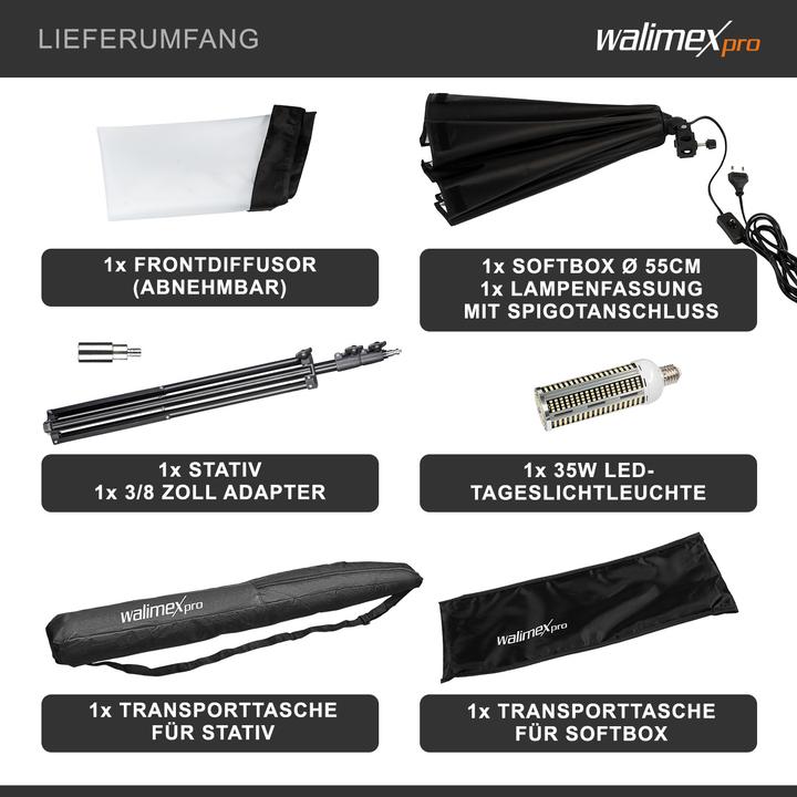 Image du produit Wiltec Octagon Softbox mit Lampenstativ LED Studioleuchte Fotostudio (Boîte à lumière)