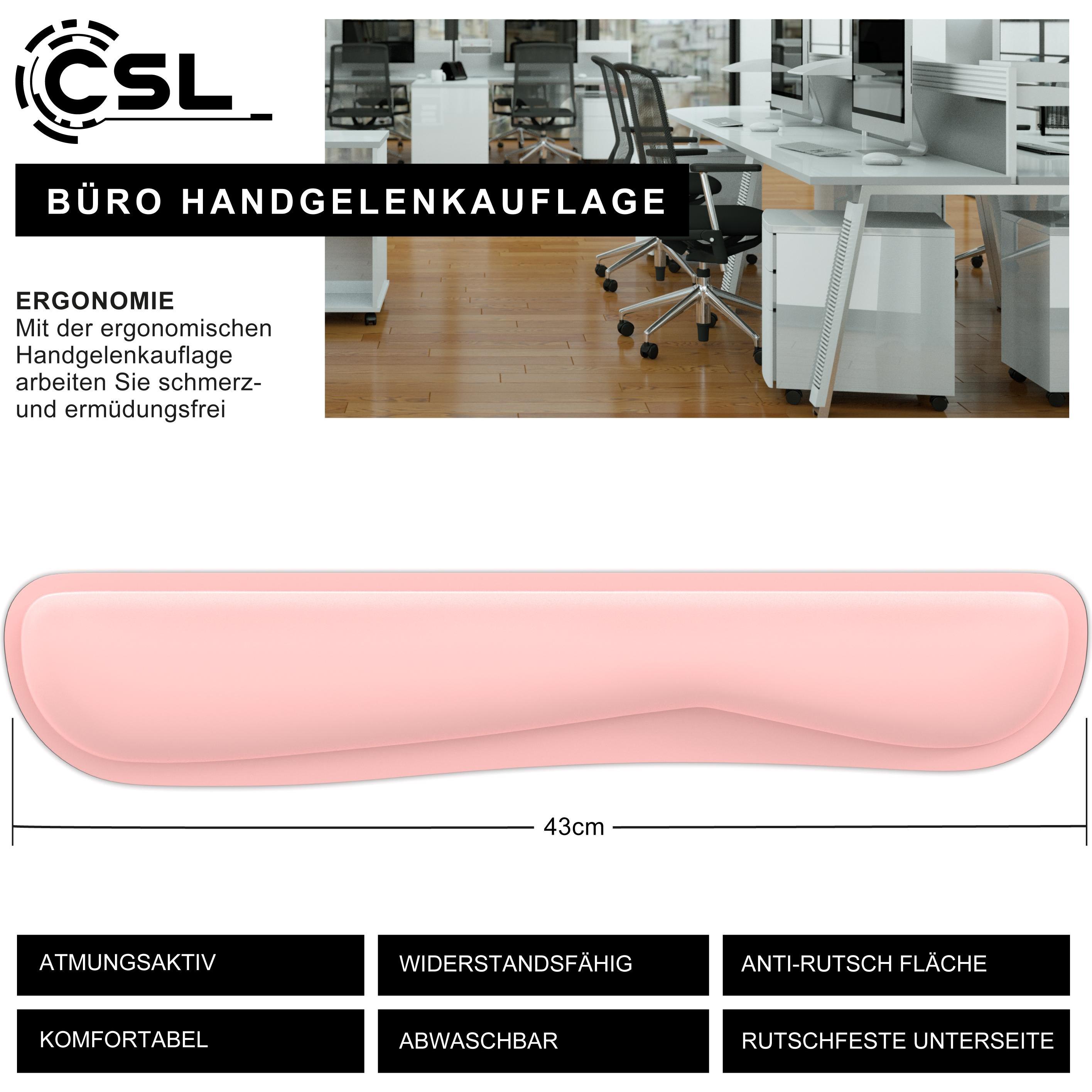 Thumbnail - CSL Tastatur Handballenauflage, 43 cm Keyboard Handgelenkschoner, ergonomische Haltung, abwaschbar, rosa, Maus + Tastatu...