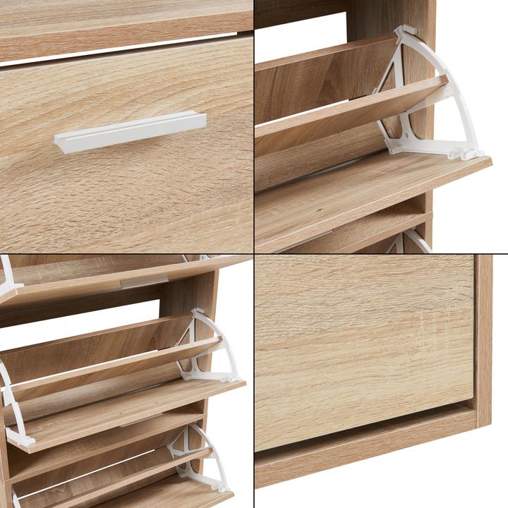 Produktbild En.Casa Schuhschrank Sykkylven 134x60x24 cm mit 4 Klappen Sonoma-Eiche (60 x 24 x 19 cm)