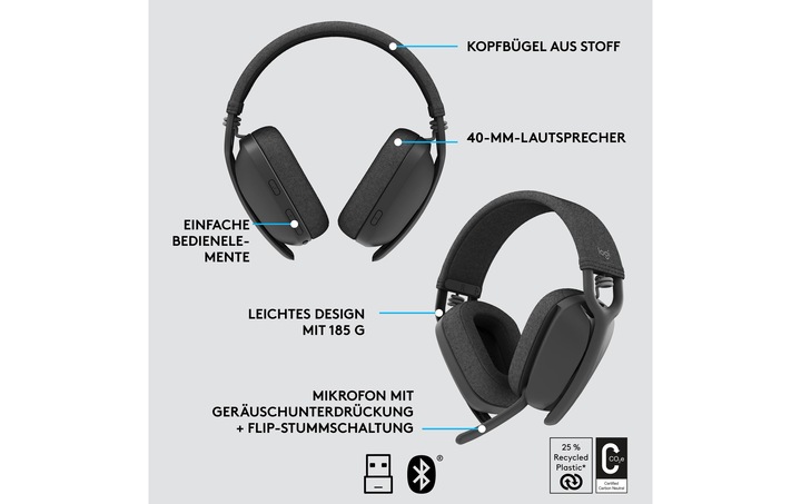 Actual product image Logitech Zone Vibe 125 (Wireless, USB-A)
