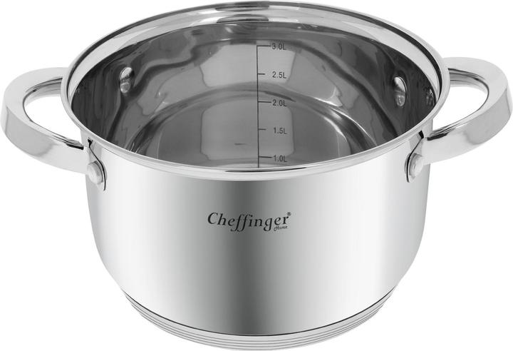 Actual product image Cheffinger Stainless steel saucepan with induction lid (20 cm, Roman pot, Stainless steel)
