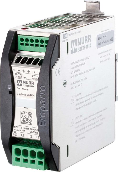 Produktbild Murr Elektronik Emparro Schaltnetzteil 3-phasig IN: 360 - 500VAC OUT: 24-28V/5ADC Power Boost - für 5 Sekunden 50