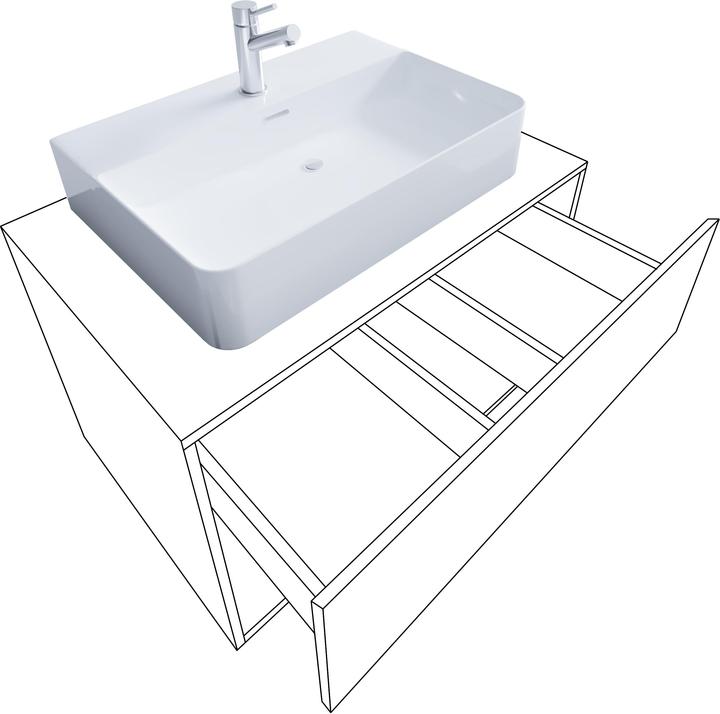 Actual product image VCM 2-piece bathroom block washbasin drawer "Lendas II" bathroom furniture