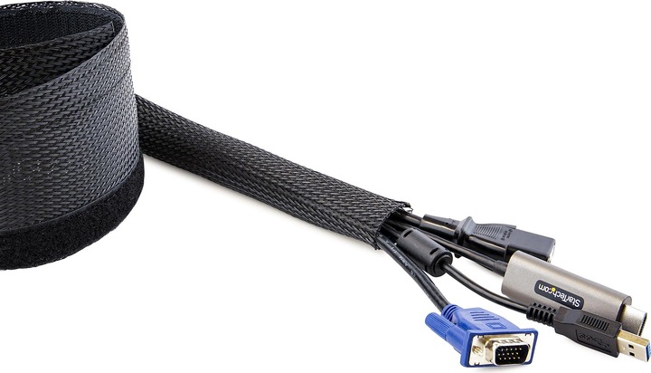 Produktbild StarTech com WKSTNCMFLX, Kabelmuffe, Nylon, Polyester, Schwarz (Kabelschlauch, 300 cm)