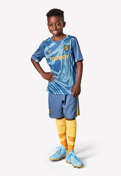 Produktbild Kipsta Kinder Fussball Trikot kurzarm - VIRALTO Kids Roarrr Cheetah blau/grau (122)