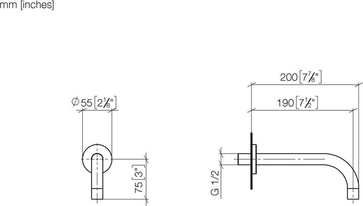 Actual product image Dornbracht Tara washbasin wall spout, without drain set, projection 190mm, 13800882