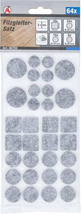 Actual product image BGS Filzgleiter-Satz (Felt gliders, 16 Piece)