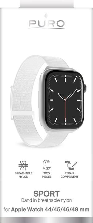 Immagine prodotto Puro Nylon Sport - Pasek per Apple Watch 42/44/45/49 mm (Biały) (42 mm, 44 mm, 45 mm, 49 mm, Nylon)